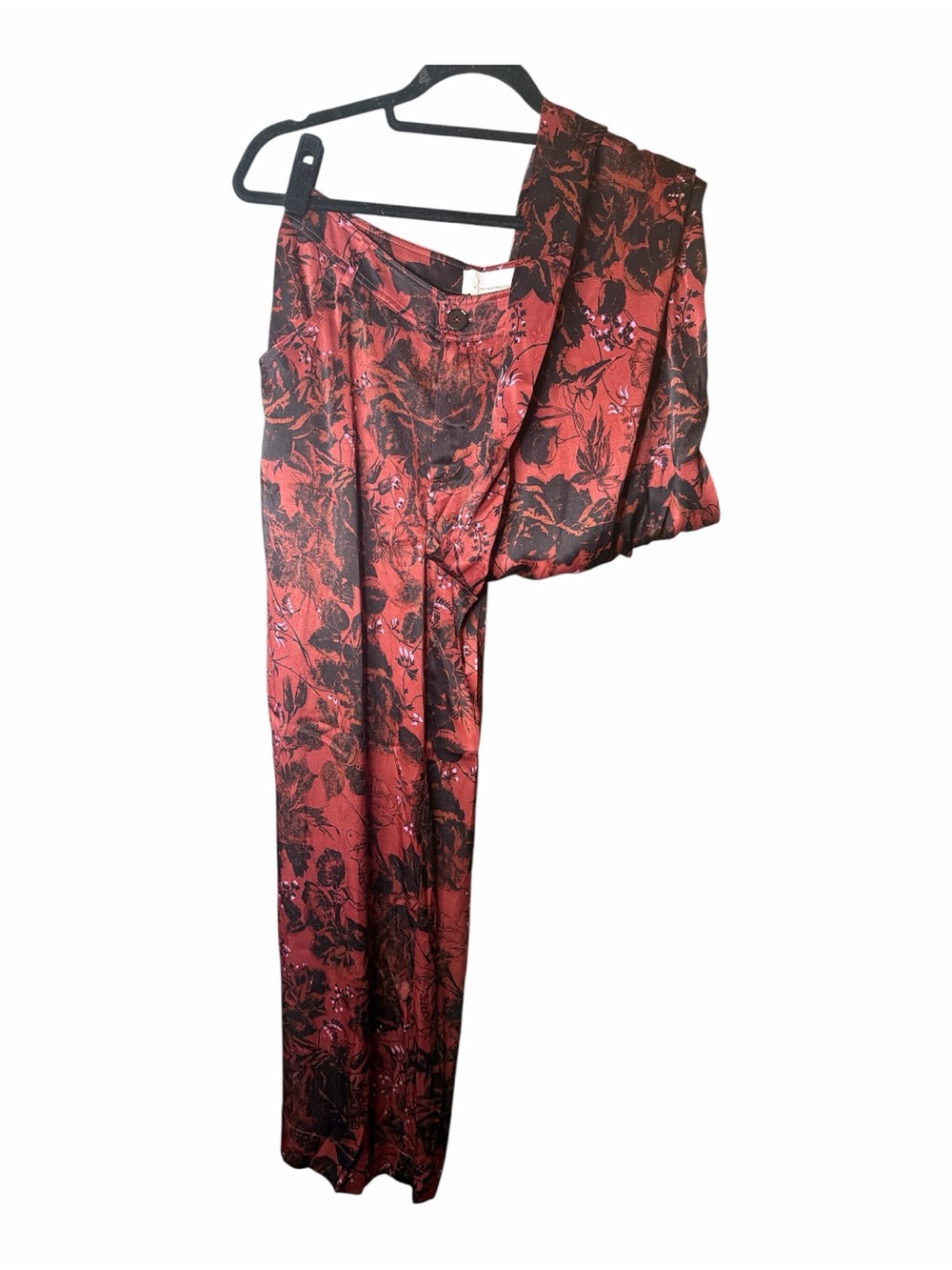Anthropologie Floral Wide Leg Trousers Red Black Viscose Boho Pants 4 - Picture 8 of 11